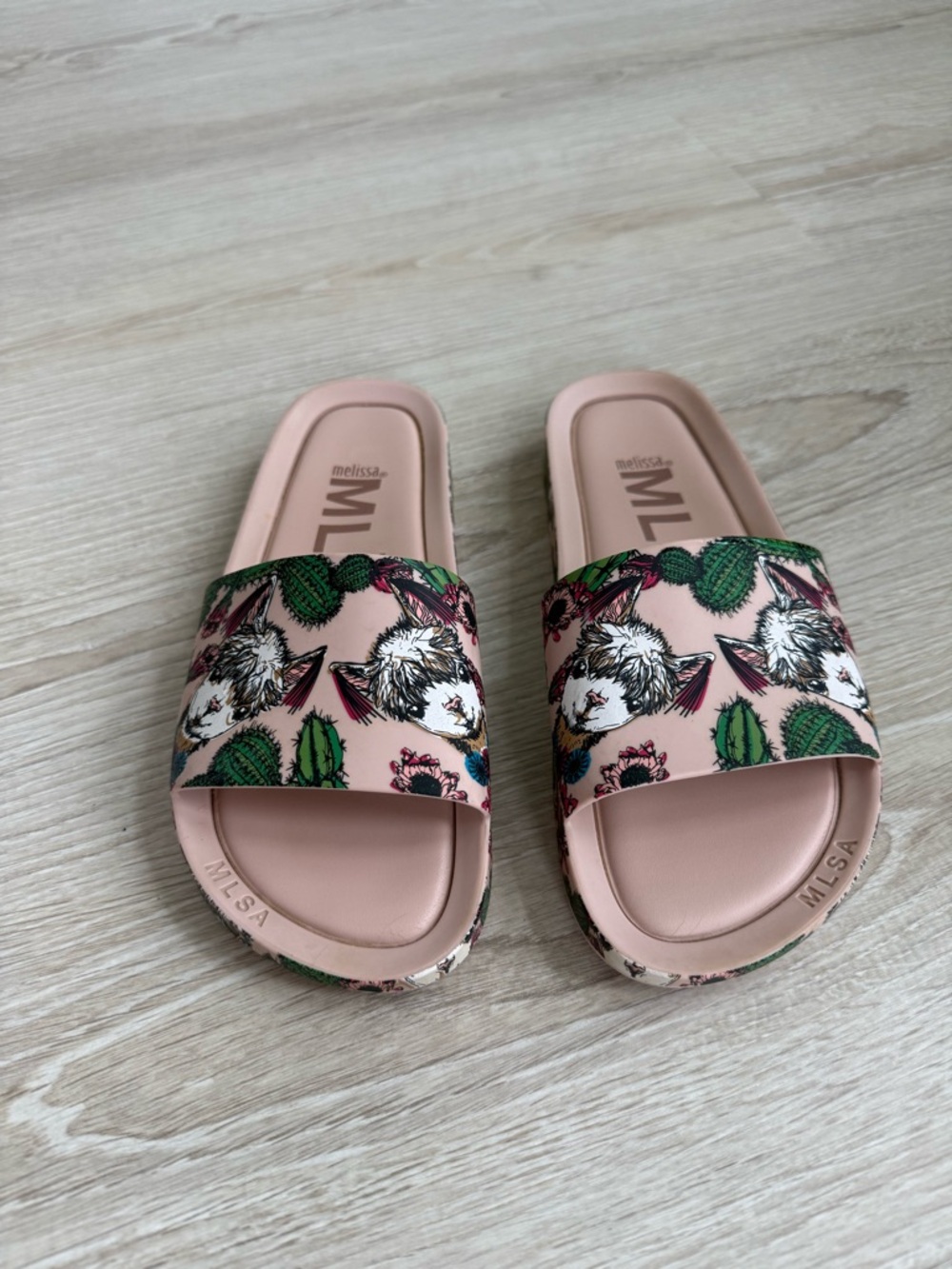 MLSA Pink Waterproof Llama Slide Sandals